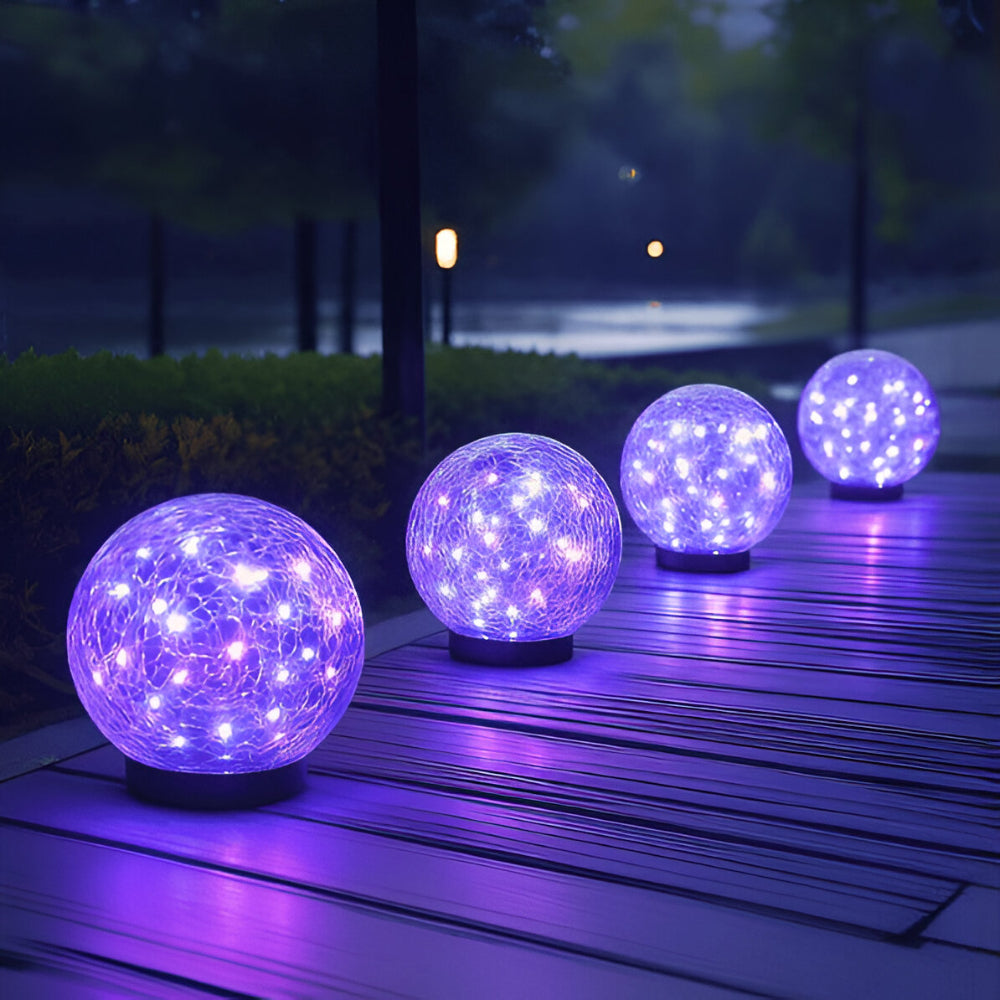 Luvano Solarleuchte Glaskugel Craquelé Garten