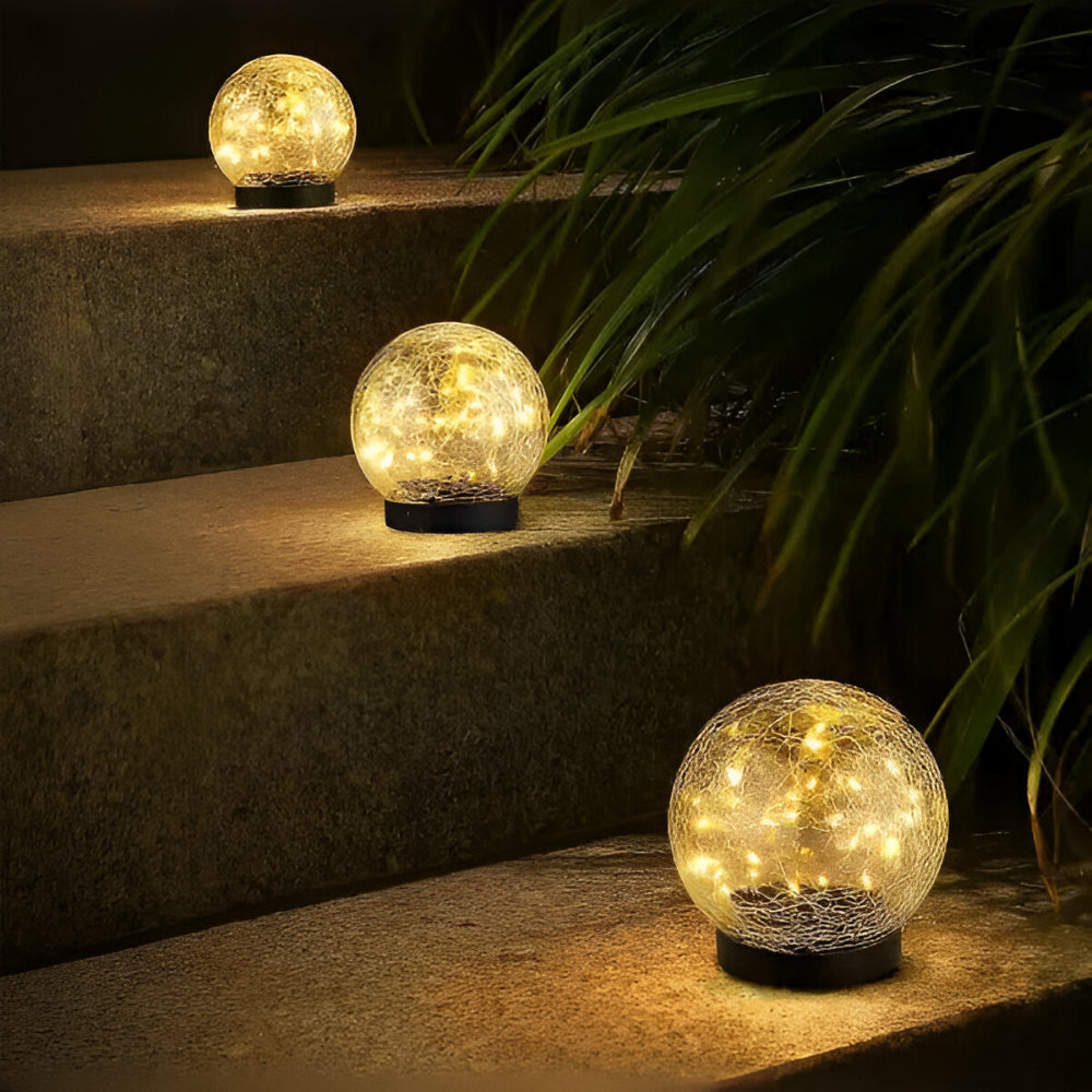 Luvano Solarleuchte Glaskugel Craquelé Garten
