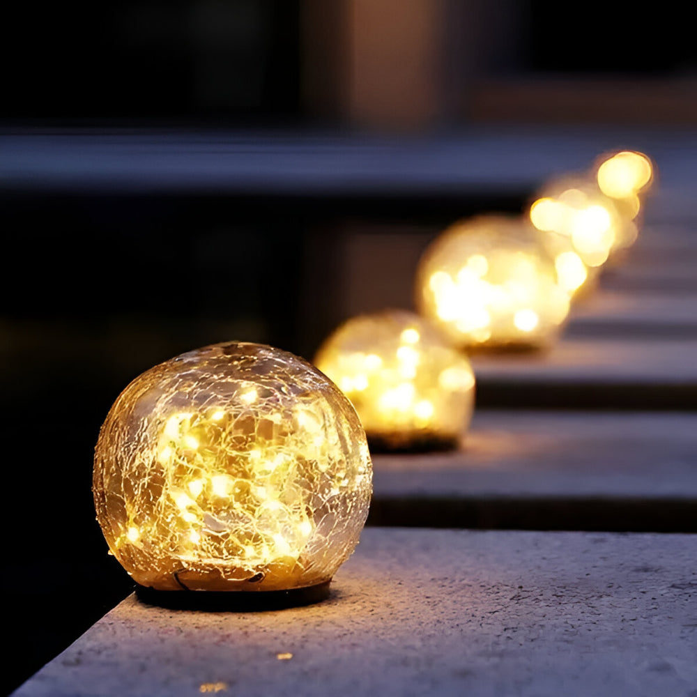 Luvano Solarleuchte Glaskugel Craquelé Garten