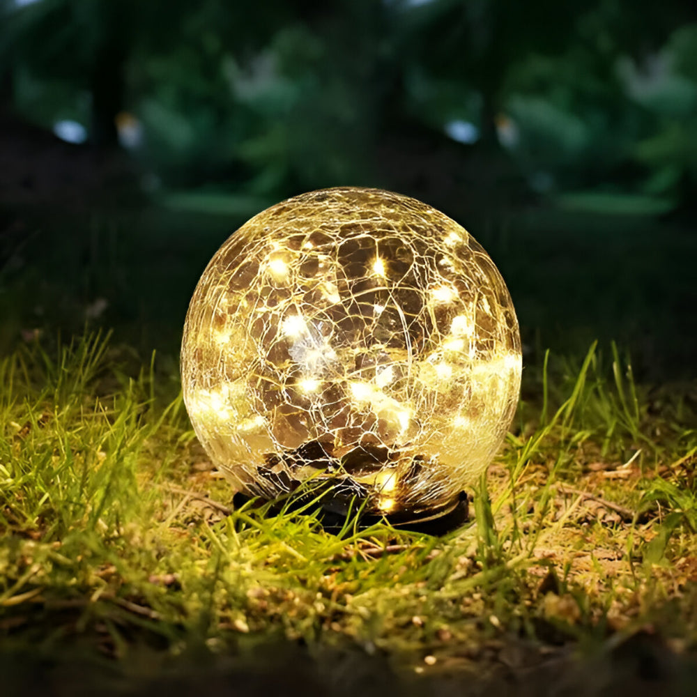 Luvano Solarleuchte Glaskugel Craquelé Garten