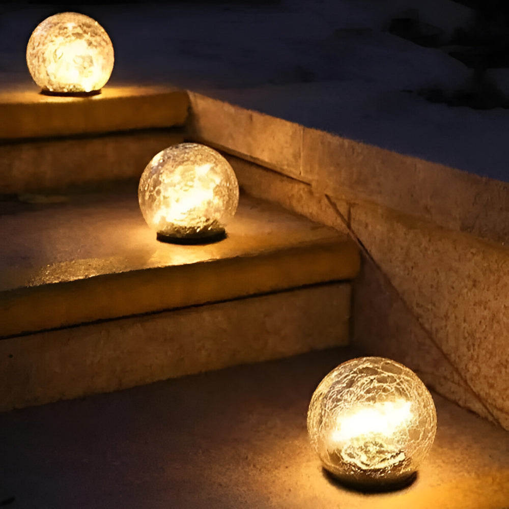 Luvano Solarleuchte Glaskugel Craquelé Garten