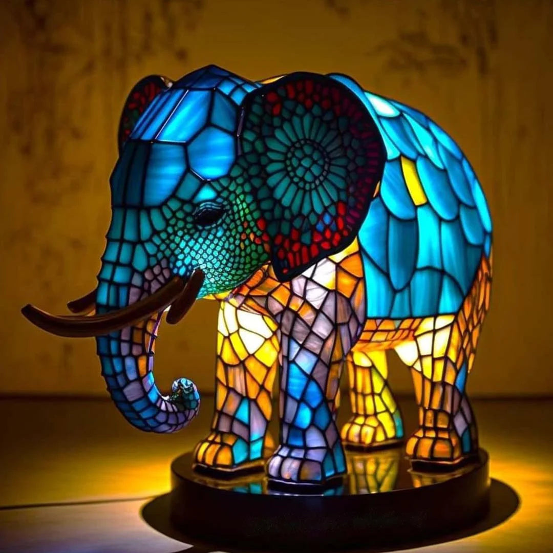 Luvano Tischleuchte Tier Buntglas LED Deko