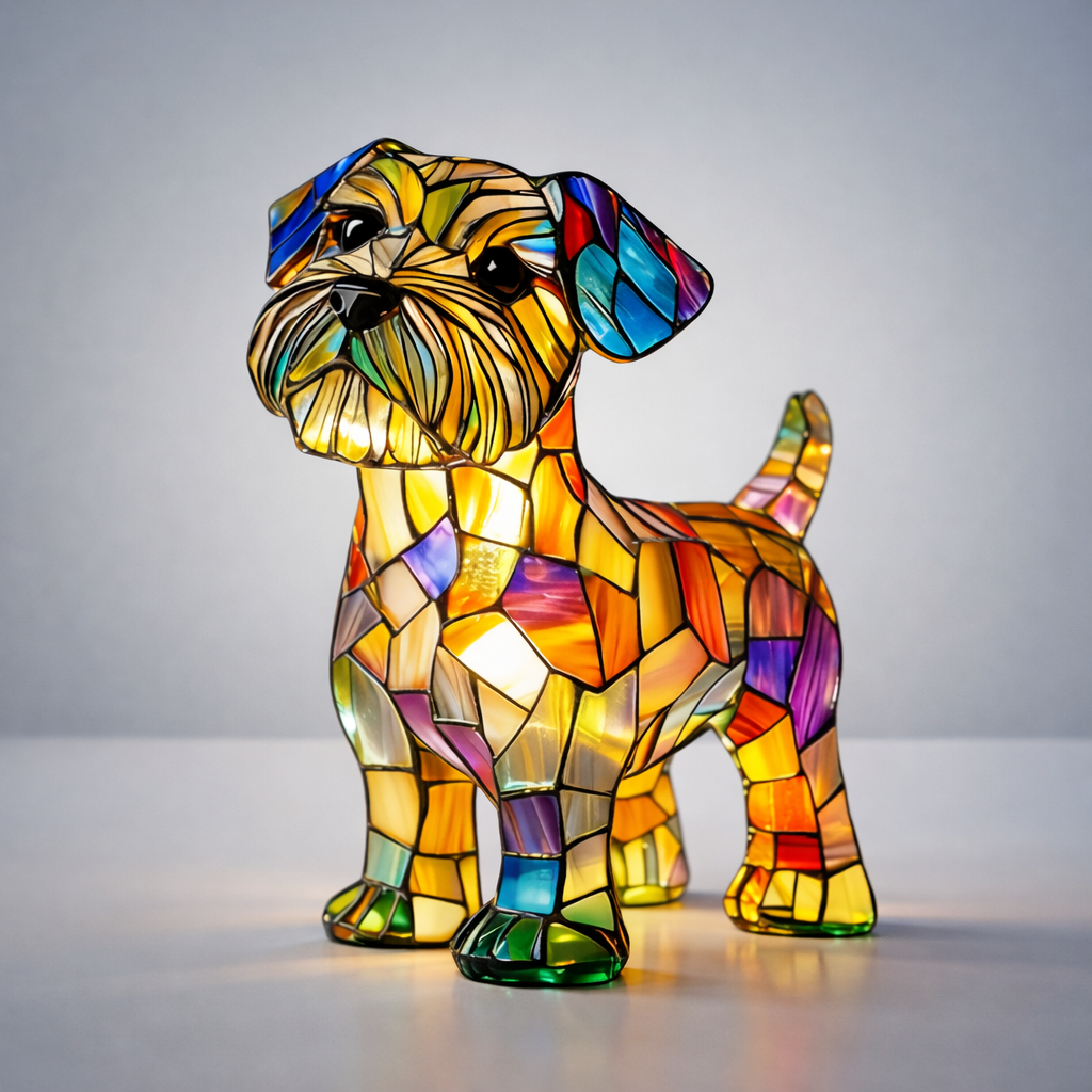 Luvano Tischleuchte Hund Buntglas Resin Deko