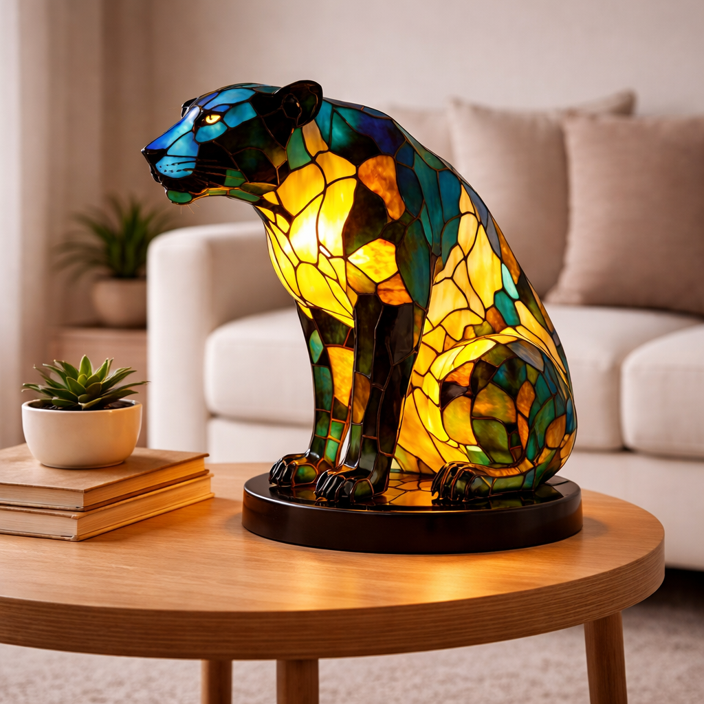 Luvano Tischleuchte Tier Buntglas LED Deko