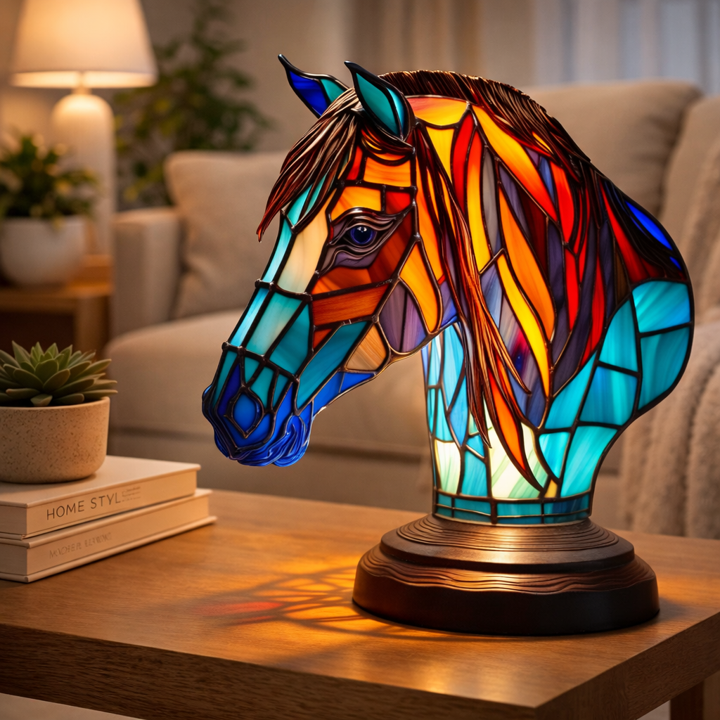 Luvano Tischleuchte Tier Buntglas LED Deko