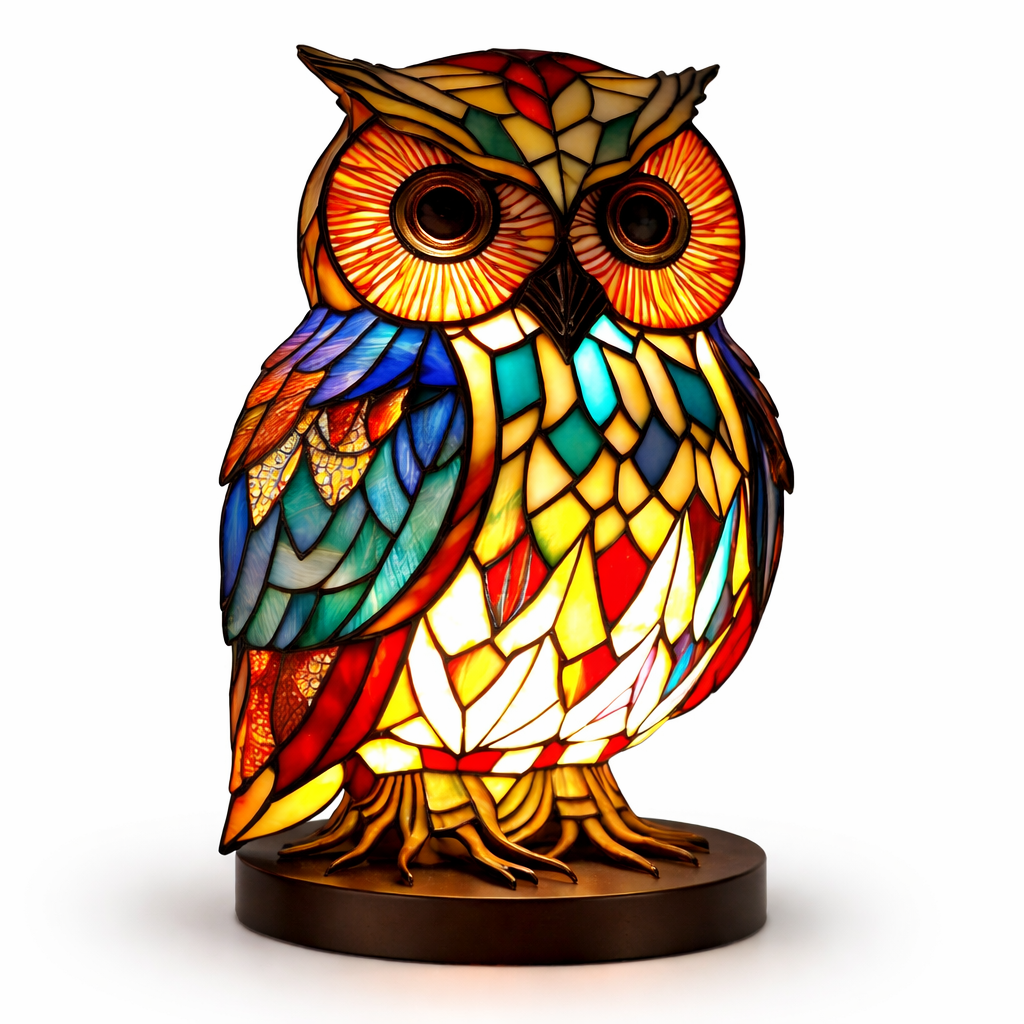 Luvano Tischleuchte Tier Buntglas LED Deko
