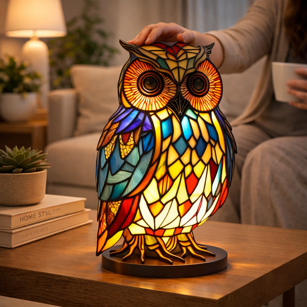 Luvano Tischleuchte Tier Buntglas LED Deko