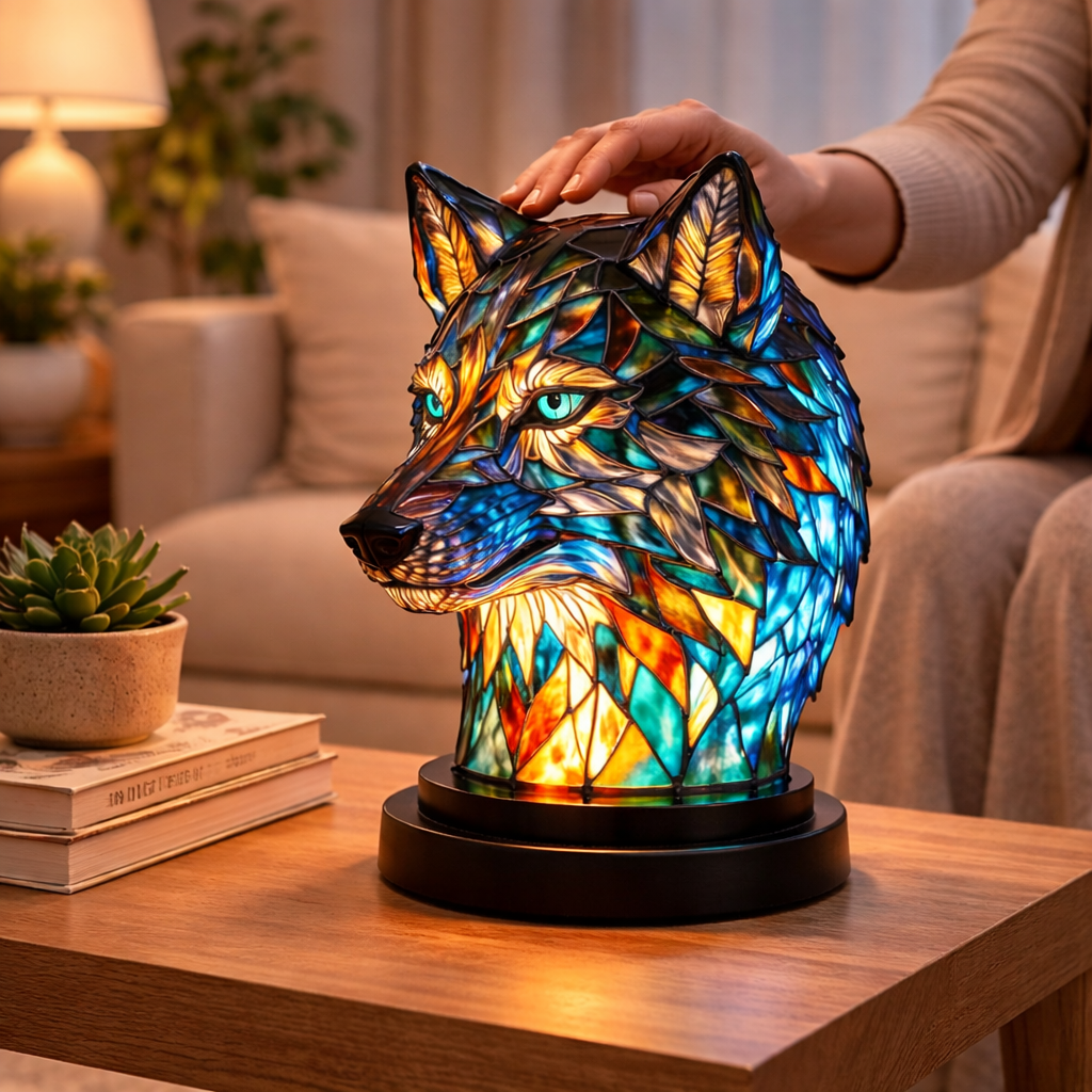 Luvano Tischleuchte Tier Buntglas LED Deko