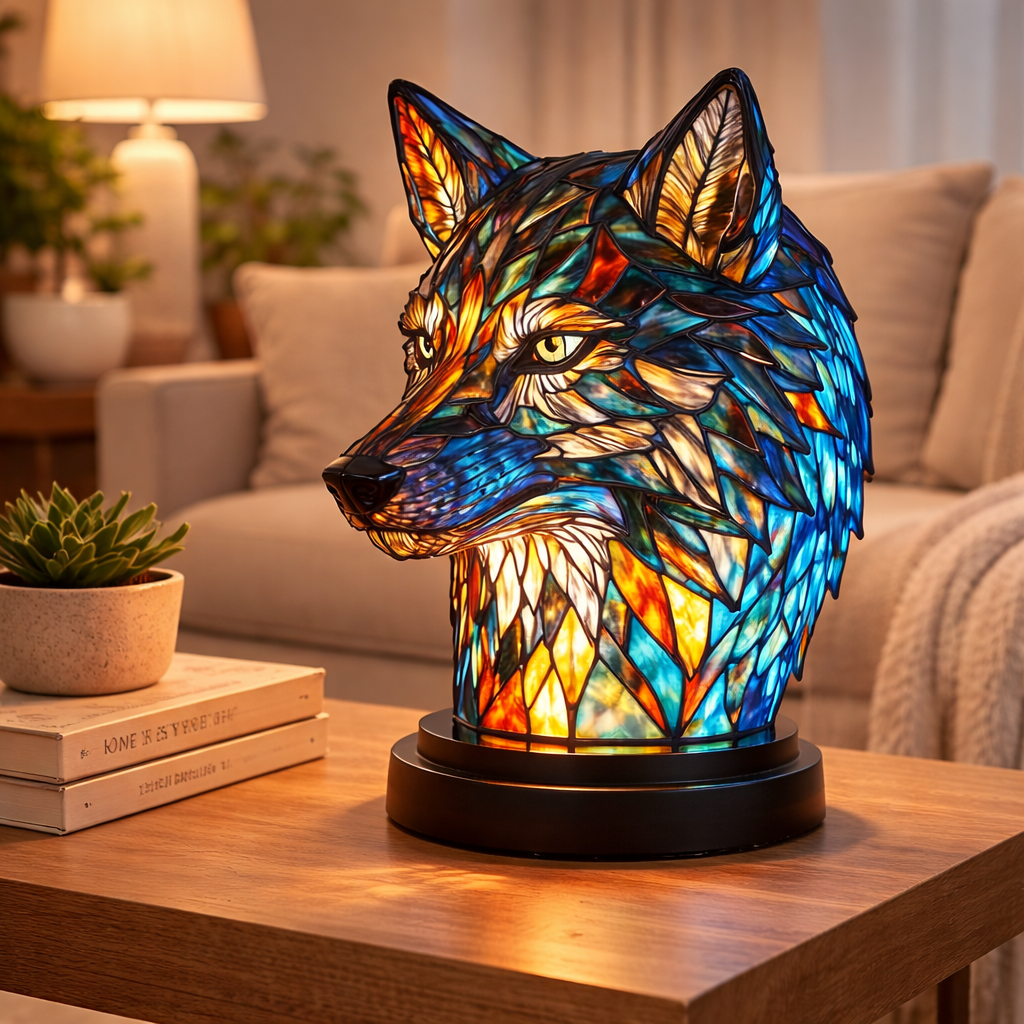 Luvano Tischleuchte Tier Buntglas LED Deko