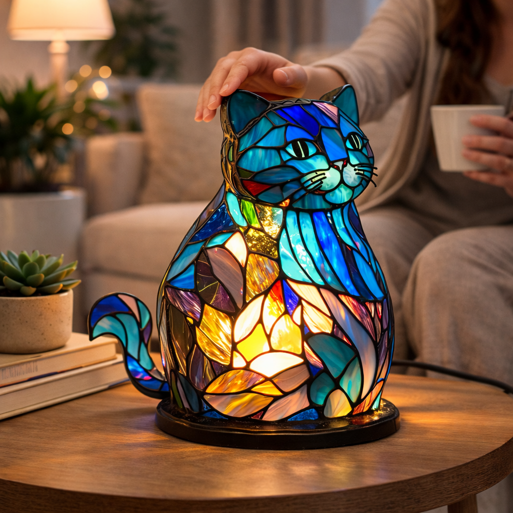 Luvano Tischleuchte Tier Buntglas LED Deko