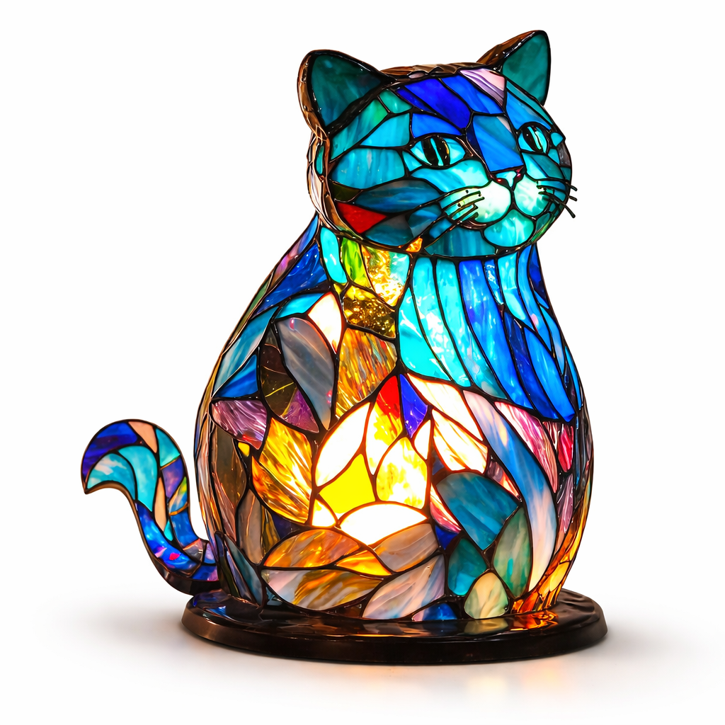 Luvano Tischleuchte Tier Buntglas LED Deko