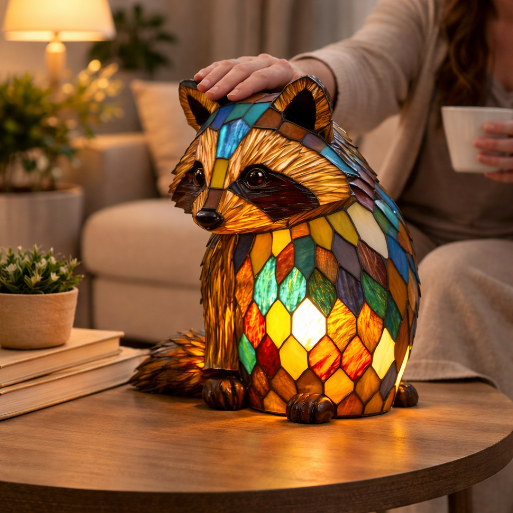 Luvano Tischleuchte Tier Buntglas LED Deko