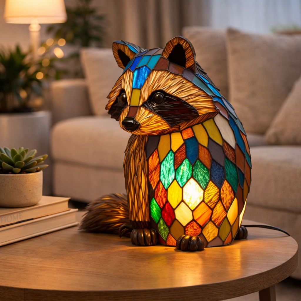 Luvano Tischleuchte Tier Buntglas LED Deko