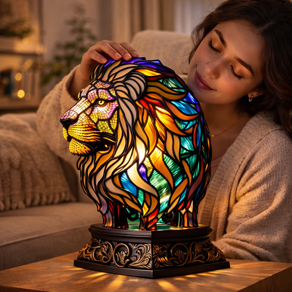 Luvano Tischleuchte Tier Buntglas LED Deko