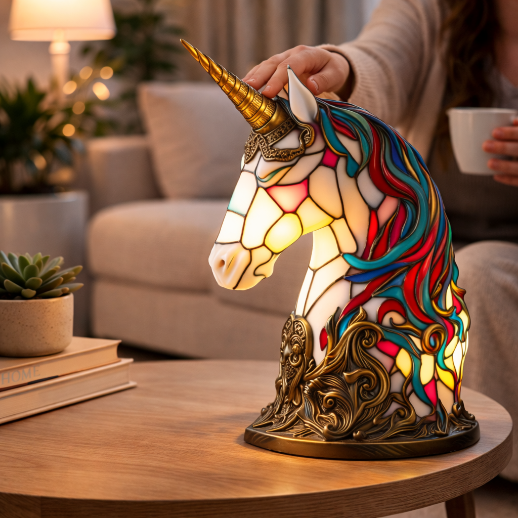 Luvano Tischleuchte Tier Buntglas LED Deko