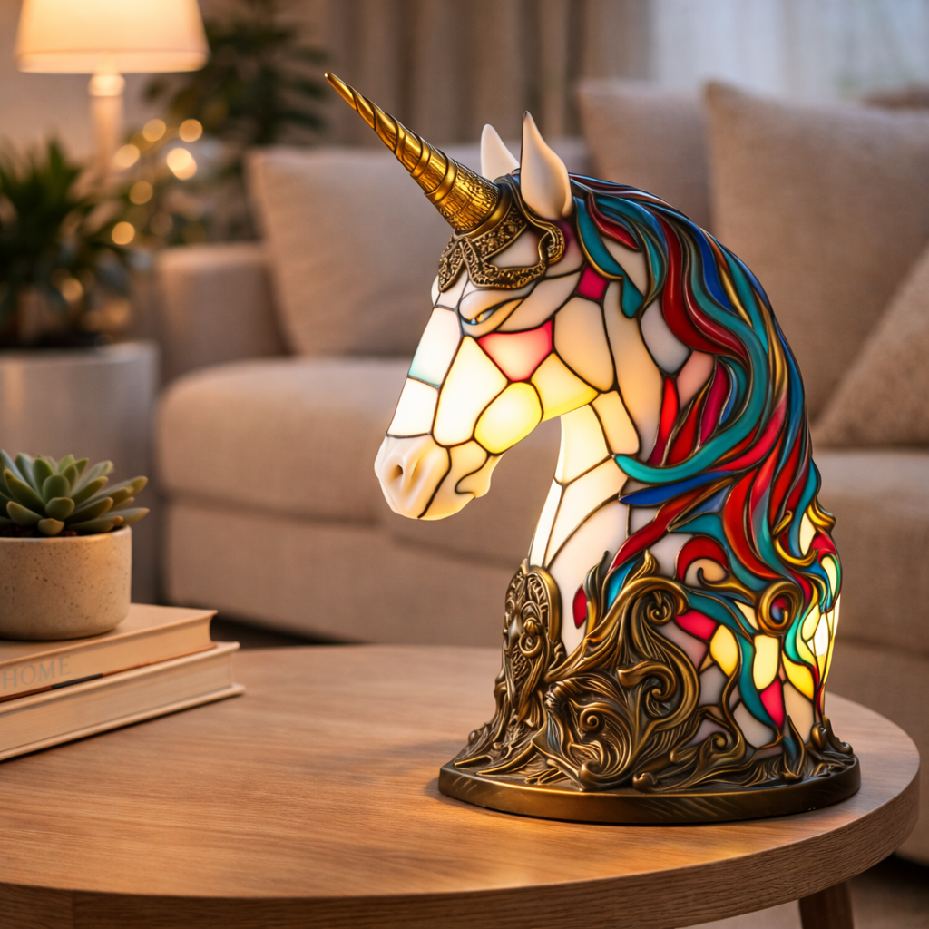 Luvano Tischleuchte Tier Buntglas LED Deko