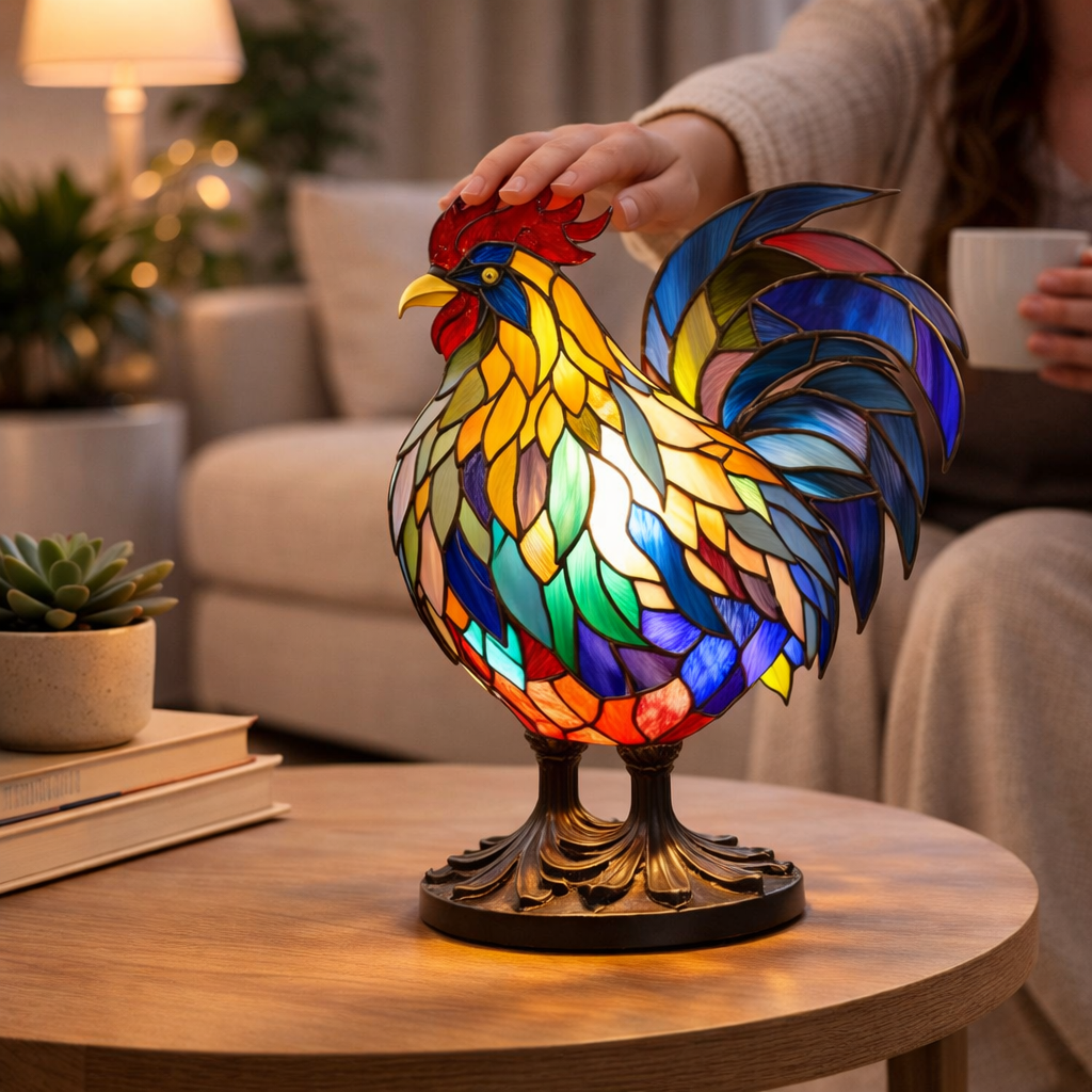 Luvano Tischleuchte Tier Buntglas LED Deko
