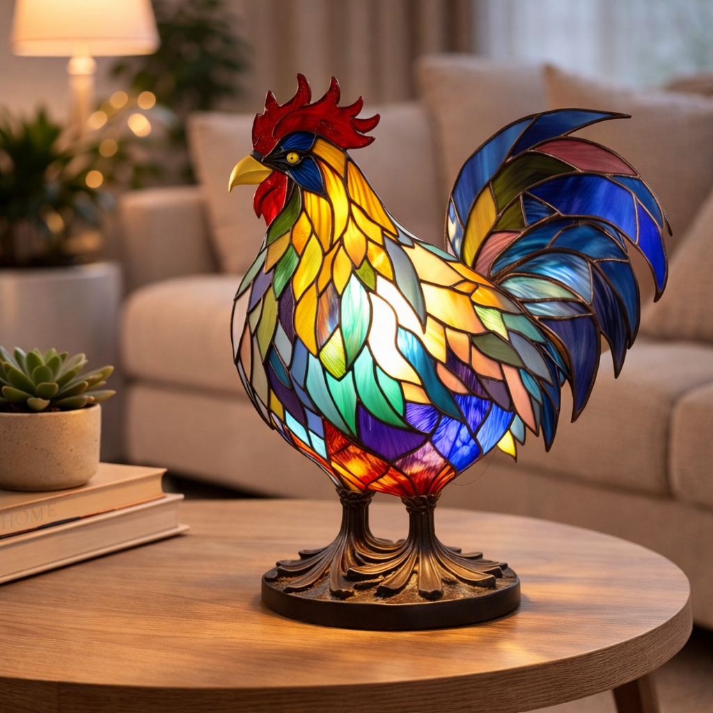Luvano Tischleuchte Tier Buntglas LED Deko