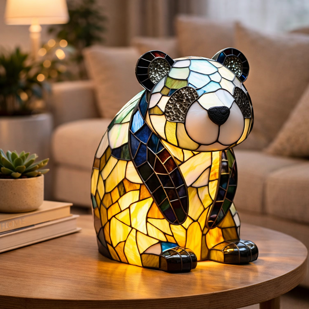 Luvano Tischleuchte Tier Buntglas LED Deko