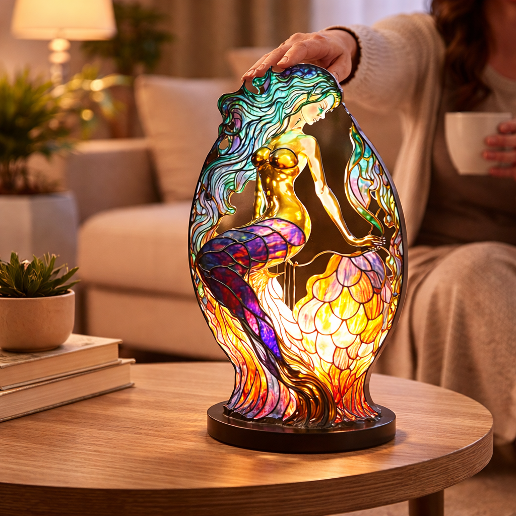 Luvano Tischleuchte Tier Buntglas LED Deko