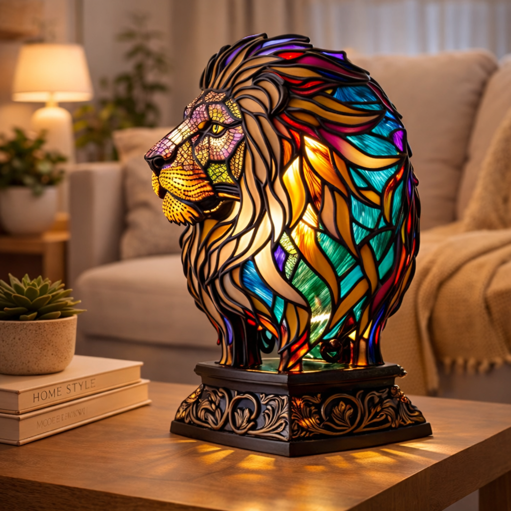 Luvano Tischleuchte Tier Buntglas LED Deko