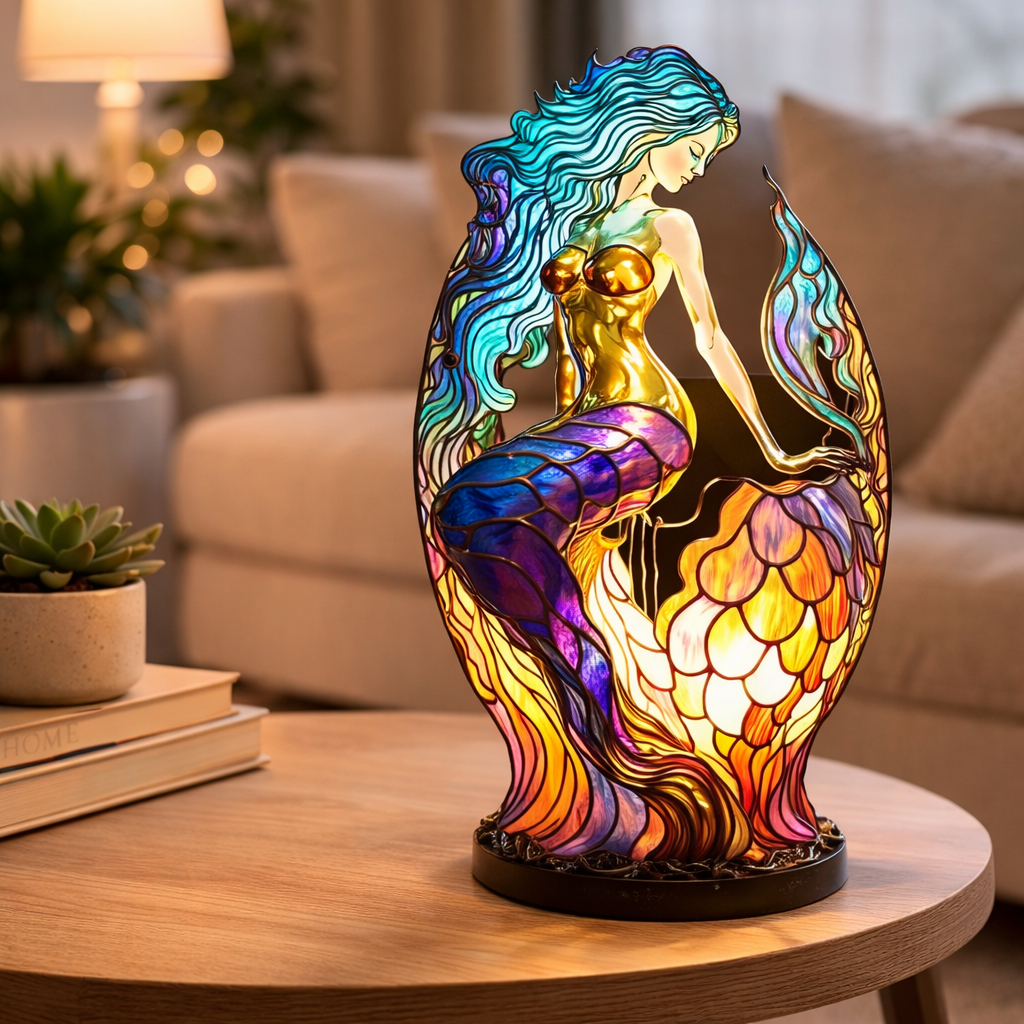 Luvano Tischleuchte Tier Buntglas LED Deko