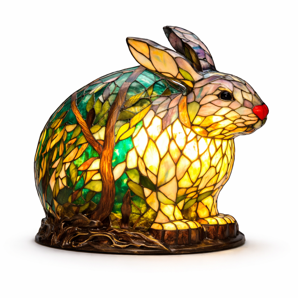Luvano Tischleuchte Tier Buntglas LED Deko