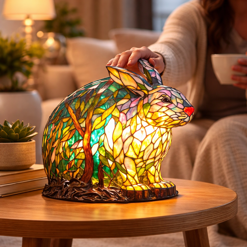 Luvano Tischleuchte Tier Buntglas LED Deko