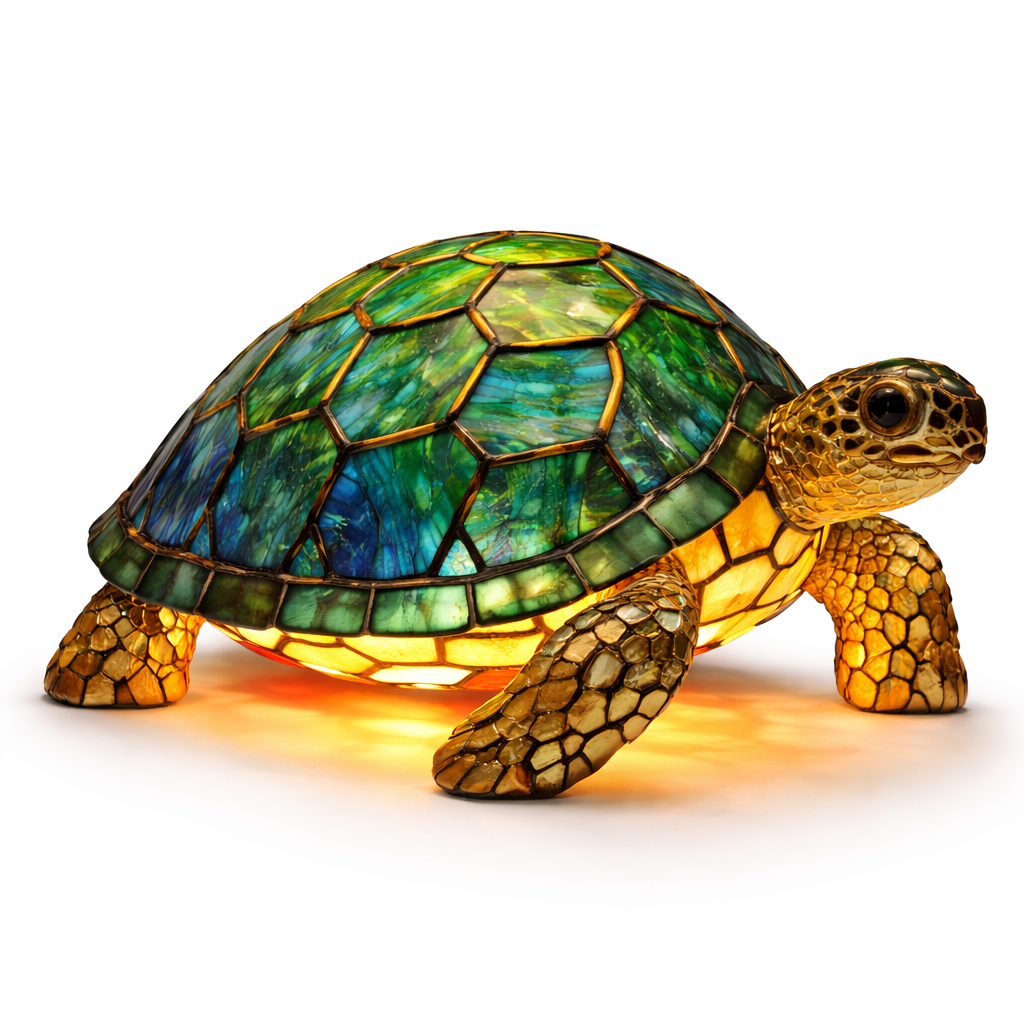 Luvano Tischleuchte Tier Buntglas LED Deko