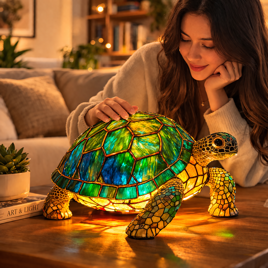 Luvano Tischleuchte Tier Buntglas LED Deko