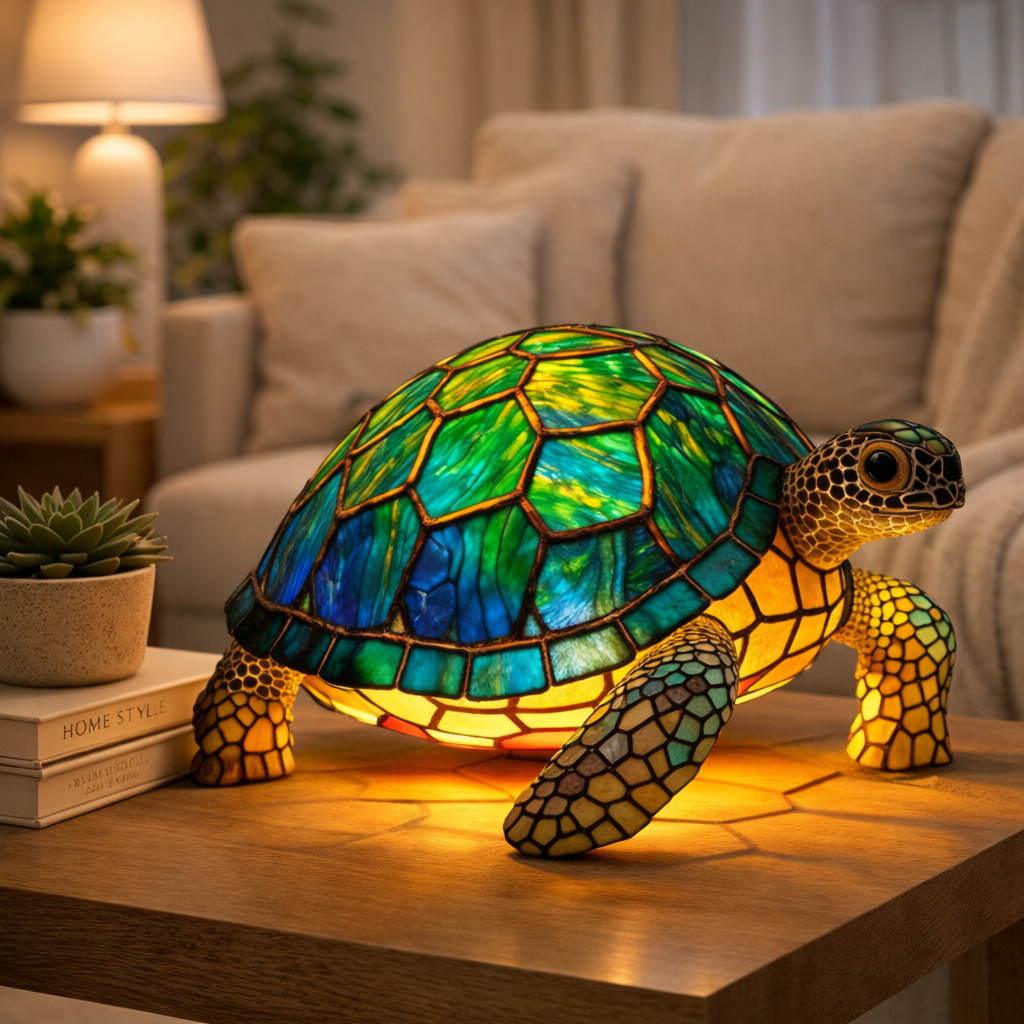 Luvano Tischleuchte Tier Buntglas LED Deko
