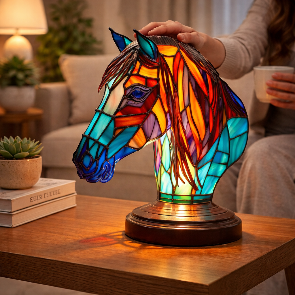 Luvano Tischleuchte Tier Buntglas LED Deko