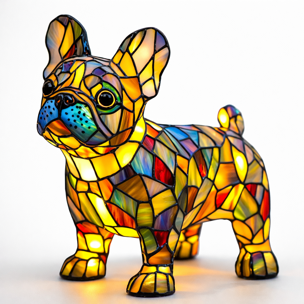 Luvano Tischleuchte Hund Buntglas bunt LED
