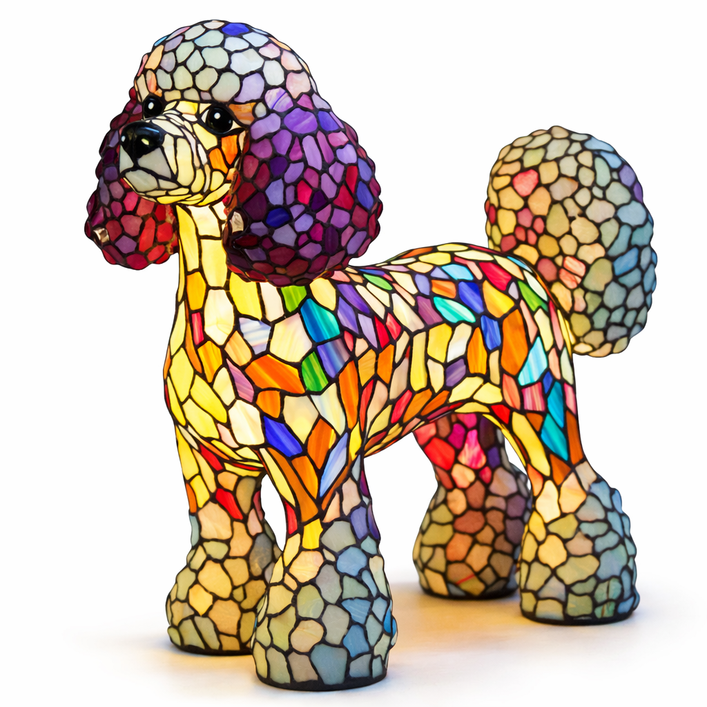 Luvano Tischleuchte Hund Buntglas bunt LED