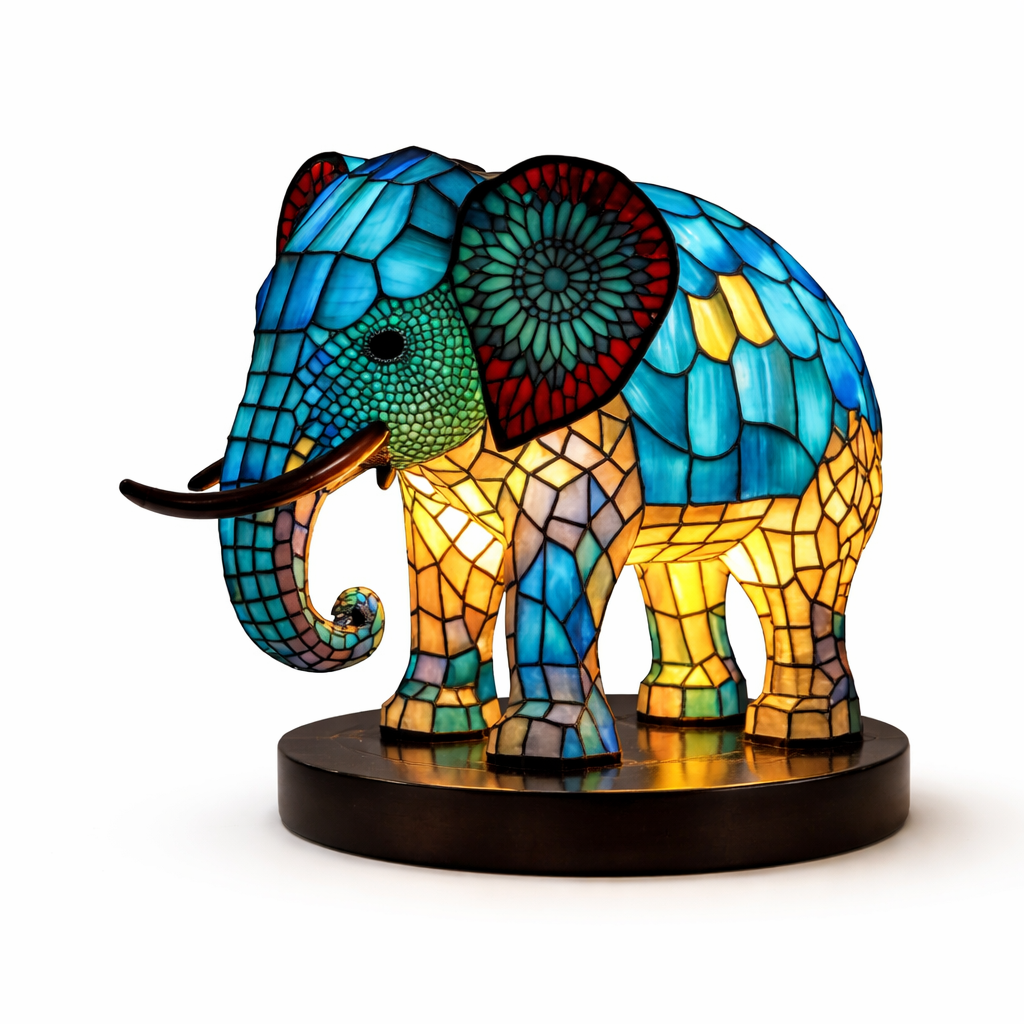 Luvano Tischleuchte Tier Buntglas LED Deko