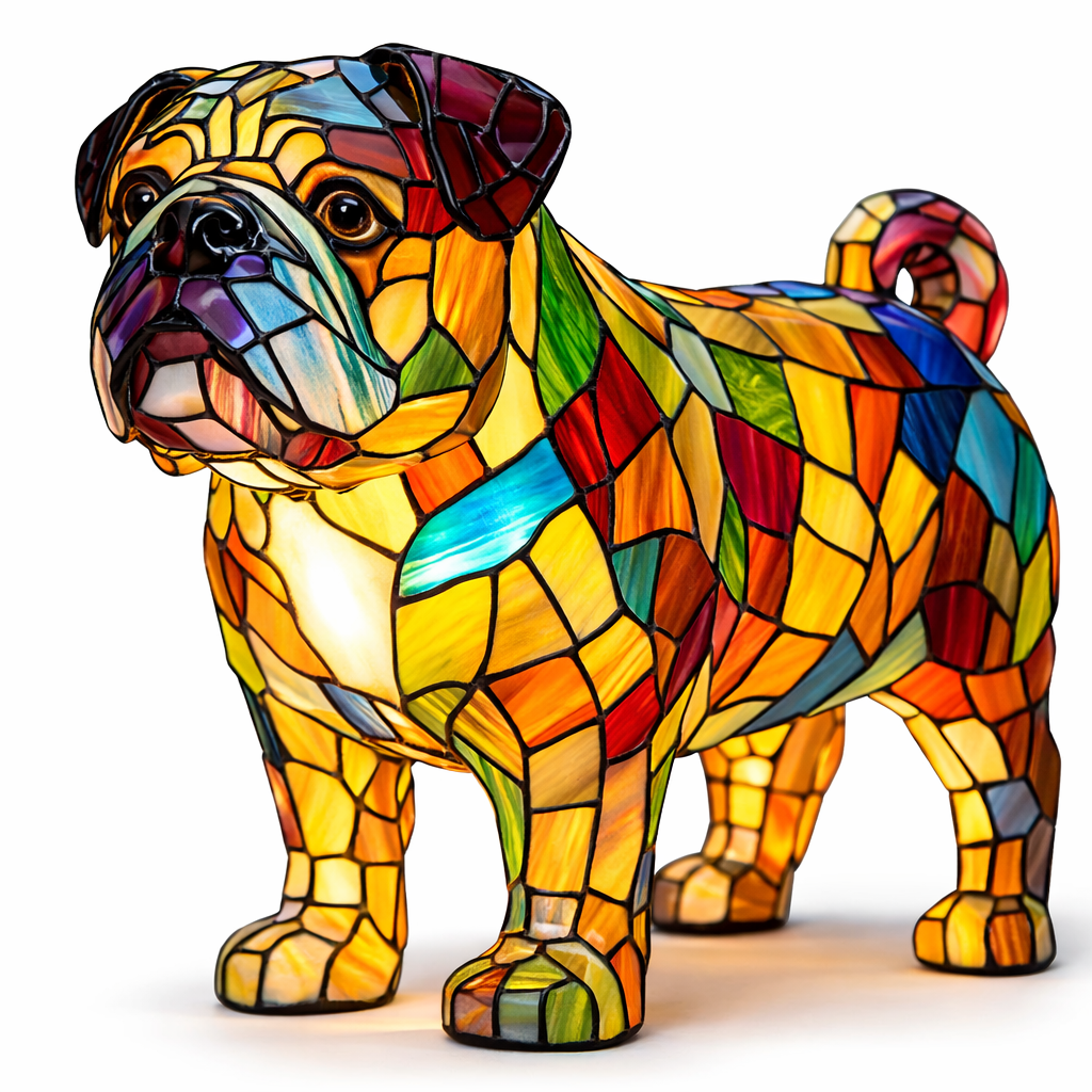 Luvano Tischleuchte Hund Buntglas bunt LED