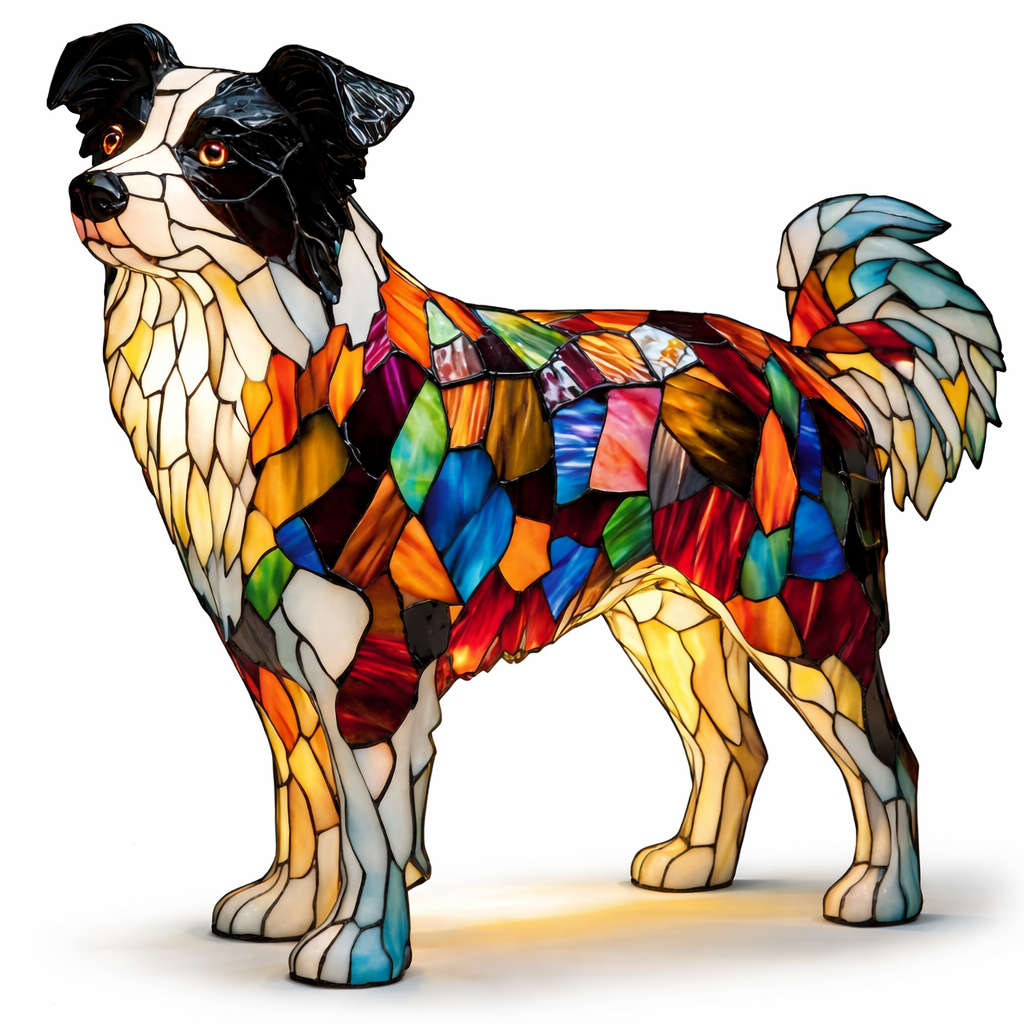 Luvano Tischleuchte Hund Buntglas bunt LED