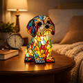 Luvano Tischleuchte Hund Buntglas Schlafzimmer