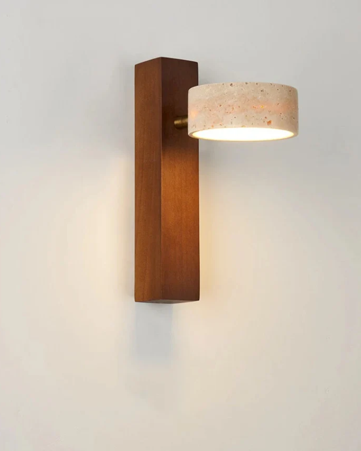 Luvano Wandleuchte Travertin Holz Naturstein