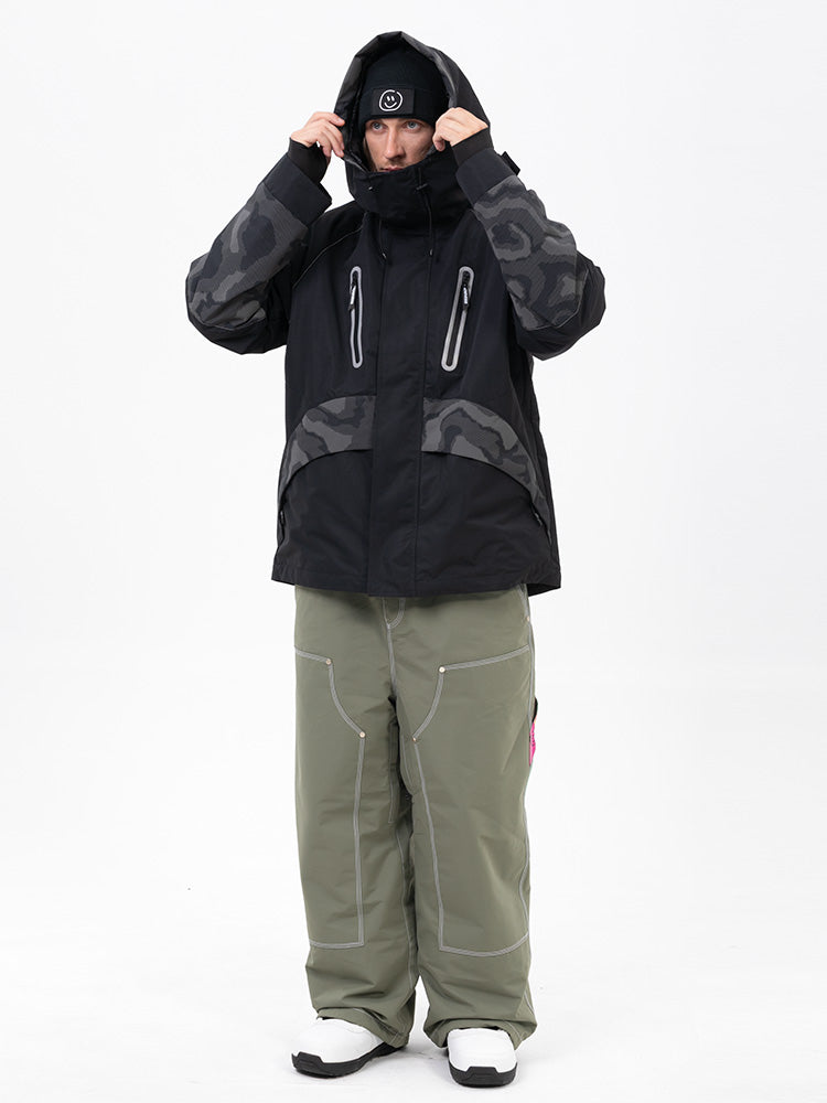 Chillform Herren-Schneeanzug mit reflektierendem Tarnmuster – Glow Trail Jacke mit Freerider Baggy Schneehose