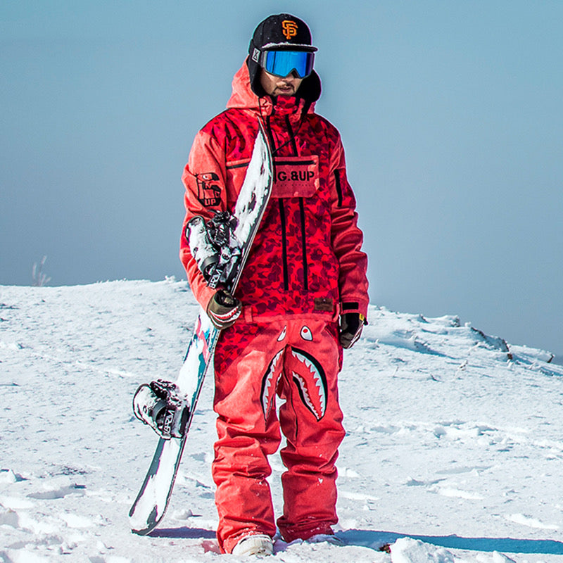 Snowverb Herren P-40 Fighter & Shark Kombi-Einteiler-Snowboardanzüge