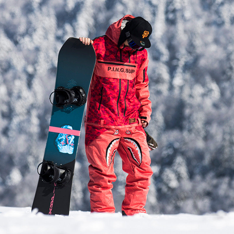 Snowverb Herren P-40 Fighter & Shark Kombi-Einteiler-Snowboardanzüge