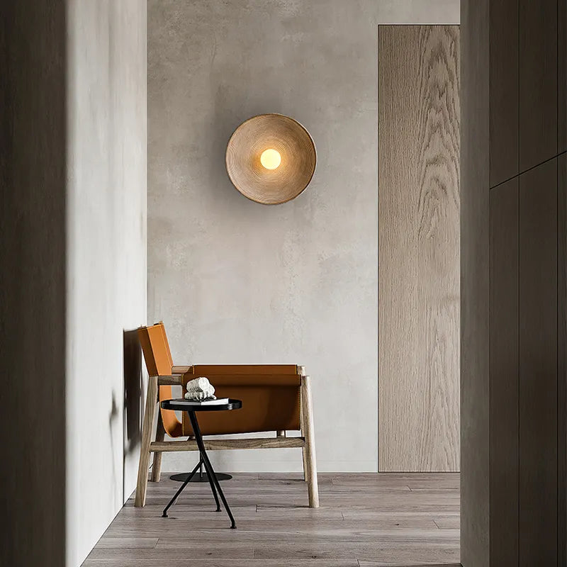 Luvano Wandleuchte Holz rustikal LED handgemacht