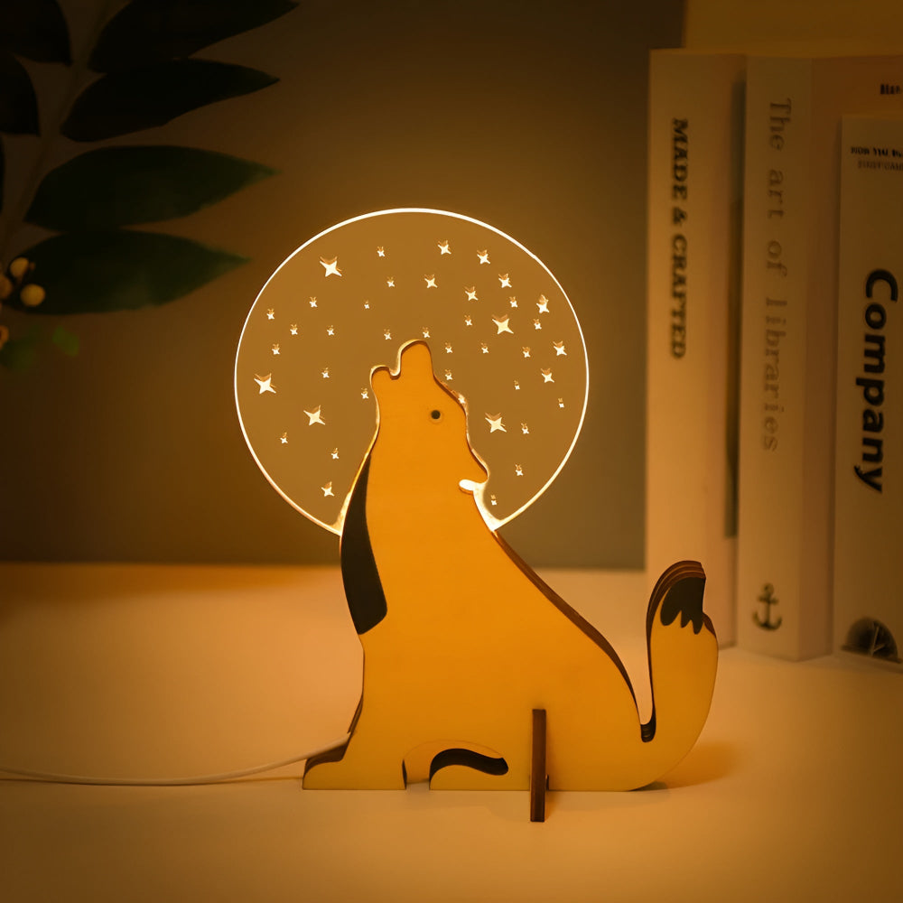 Luvano Tischleuchte Tier Holz LED Kinderzimmer