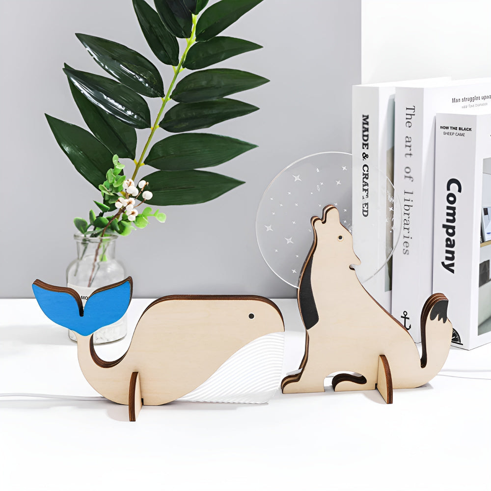 Luvano Tischleuchte Tier Holz LED Kinderzimmer