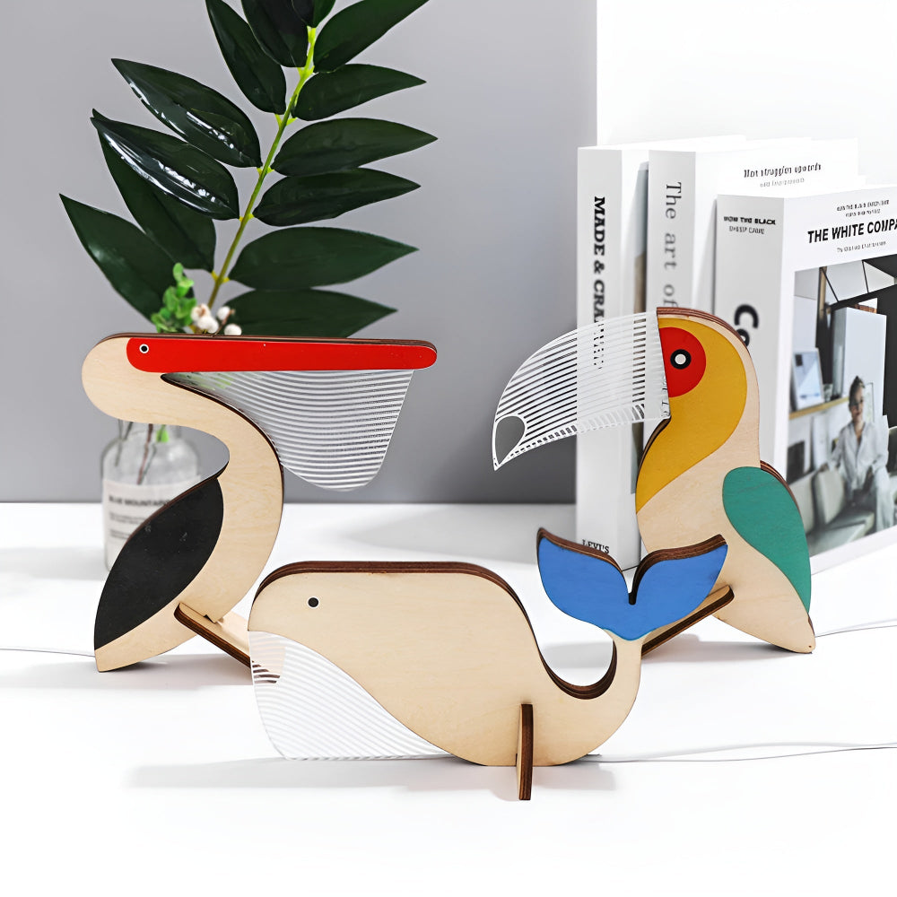 Luvano Tischleuchte Tier Holz LED Kinderzimmer