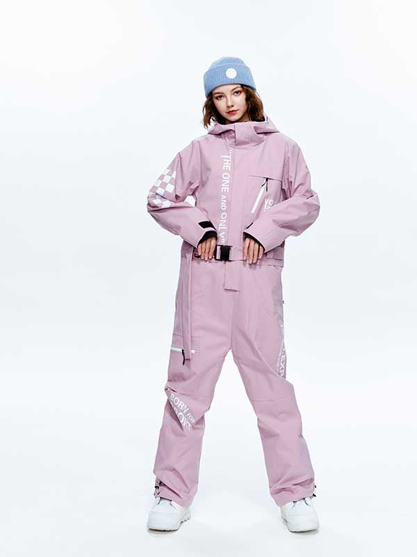 Hochwertiger Herren-Snowboardanzug im urbanen Stil mit Schachbrettmuster an den Ärmeln