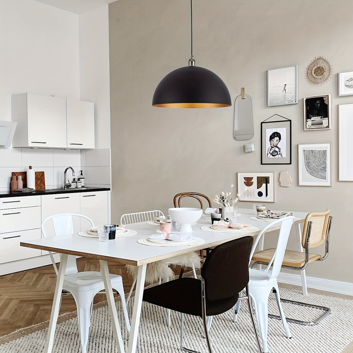Luvano Pendelleuchte Dome Industrial schwarz gold