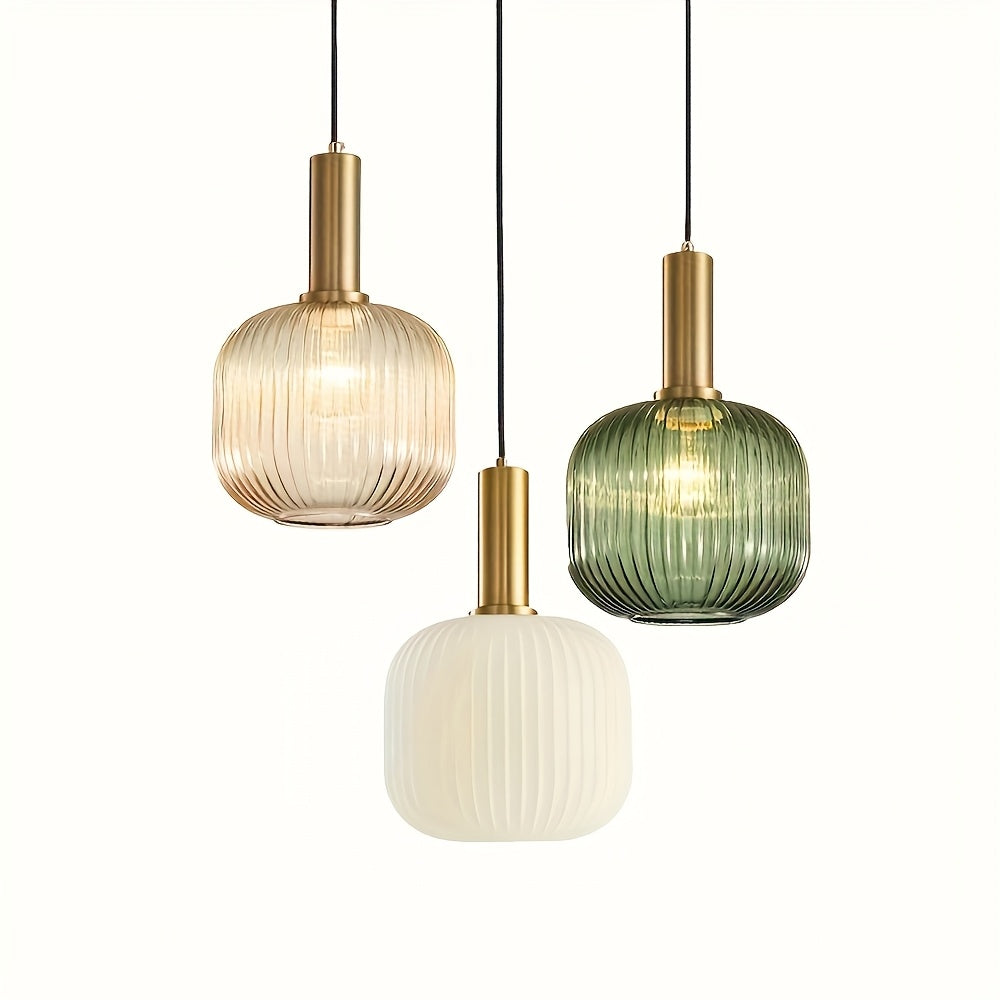 Luvano Pendelleuchte Riffelglas Messing modern