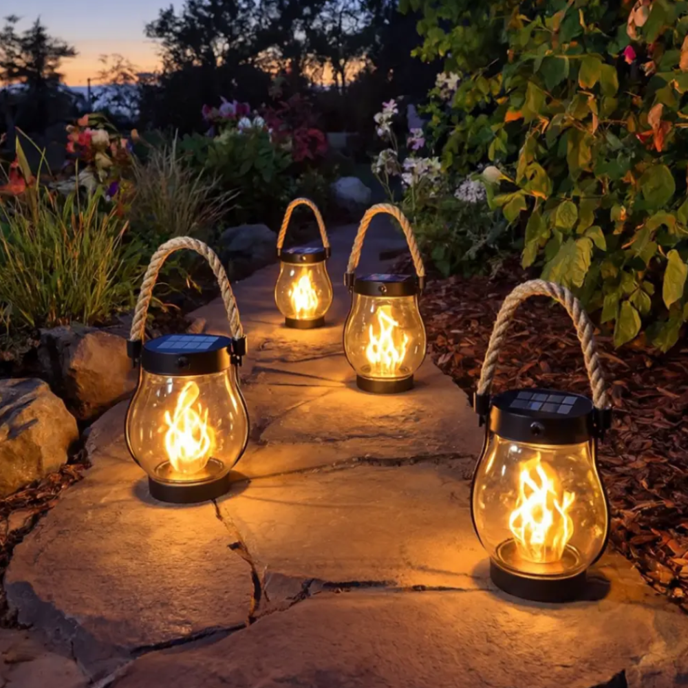 Luvano Solarlaterne Flammeneffekt Garten hängend